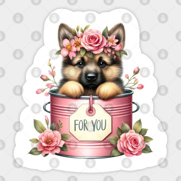 Valentine German Shepherd Dog For You Sticker by Chromatic Fusion Studio